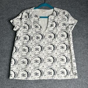 Tambourine Studio Womens V Neck Top 100% Hemp Size Small